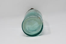 VINTAGE 9 1/2 INCH GREEN GLASS BOTTLE WITH UNUSUAL SWING TOP METAL STOPPER